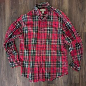 Eddie Bauer Red and Green Plaid Button Down Shirt